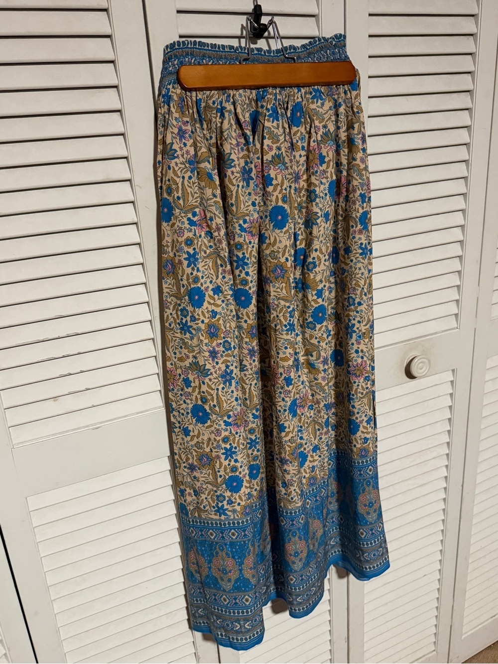 Bohemian Blue Floral Maxi Skirt